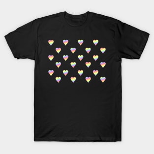 Mini Pastel Rainbow Diagonal Striped Hearts T-Shirt